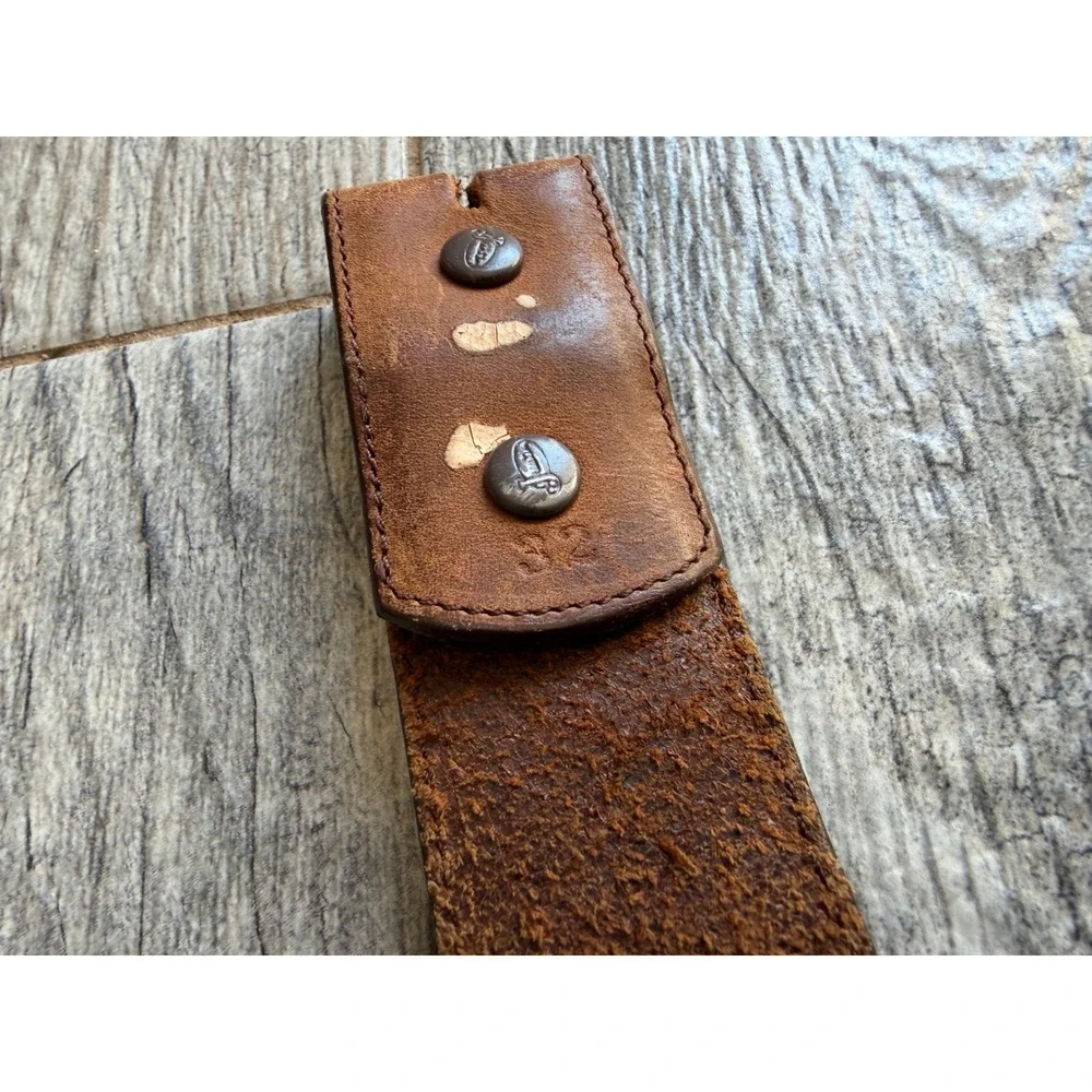 Justin Leather Western Belt 32 Brown Braided Concho Inlay Strap Mens Cowboy